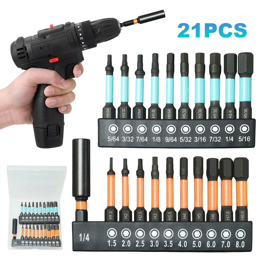 21Pcs Impact Driver Bits Multi-Function Magnetic Hex Screwdriver Bit Set with Storage Case Screwdriver Bit for Home DIY
21Pcs Impact Driver Bits Multi-Function Magnetic Hex Screwdriver Bit Set with Storage Case Screwdriver Bit for Home DIY