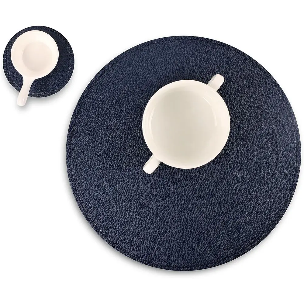 Set of 8 Round Faux Leather Placemats & Coasters, Waterproof, Easy Clean for Kitchen Dining Tables
Set of 8 Round Faux Leather Placemats & Coasters, Waterproof, Easy Clean for Kitchen Dining Tables