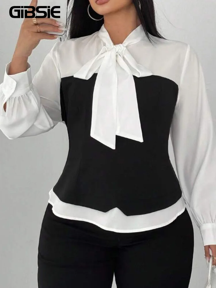 GIBSIE Большие размеры, черно-белая рубашка с галстуком-бабочкой, топ для женщин, новинка 2025, осень, шикарные женские повседневные короткие блузки с длинными рукавами
GIBSIE Большие размеры, черно-белая рубашка с галстуком-бабочкой, топ для женщин, новинка 2025, осень, шикарные женские повседневные короткие блузки с длинными рукавами