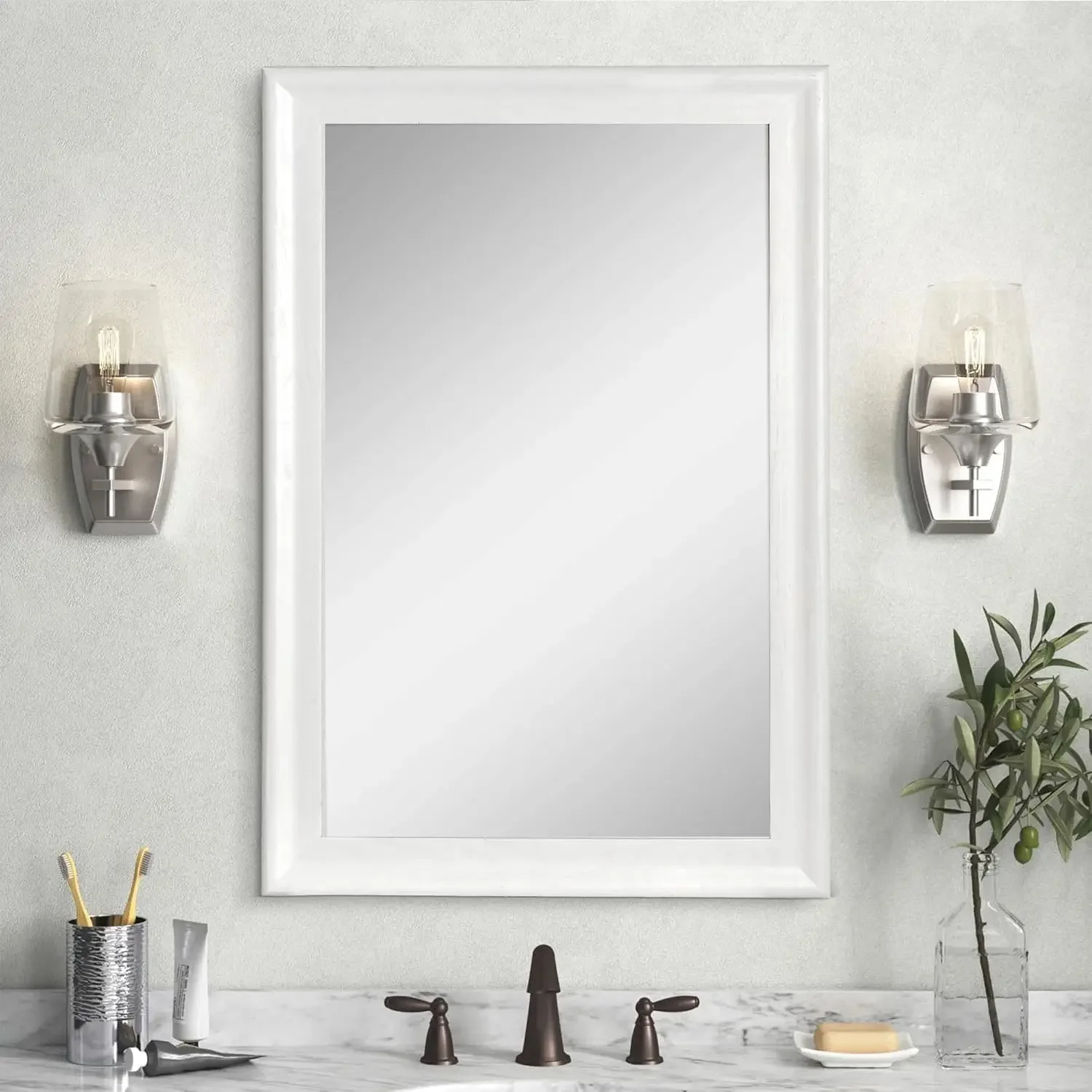 White Wood Wall Mirror for Bathroom,Rectangle Rustic 24 x 36 inch Hanging Vanity Mirrors with Wooden Frame for Living Room,Bedro
White Wood Wall Mirror for Bathroom,Rectangle Rustic 24 x 36 inch Hanging Vanity Mirrors with Wooden Frame for Living Room,Bedro
