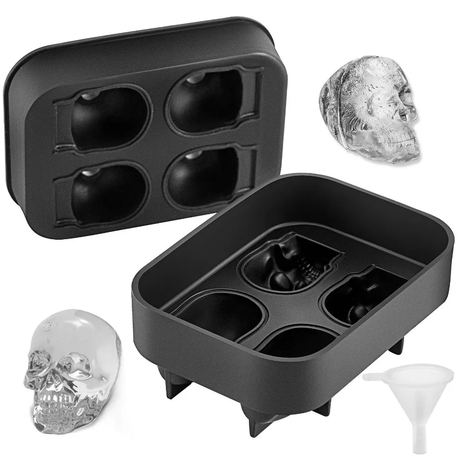 Skull Ice Cube Tray 4Grid Skull Ice Ball Maker ible Black Silicone Ice Tray with Lid Funnel Funny Skull Ice Cubes 1.6x1.8 Each
Skull Ice Cube Tray 4Grid Skull Ice Ball Maker ible Black Silicone Ice Tray with Lid Funnel Funny Skull Ice Cubes 1.6x1.8 Each