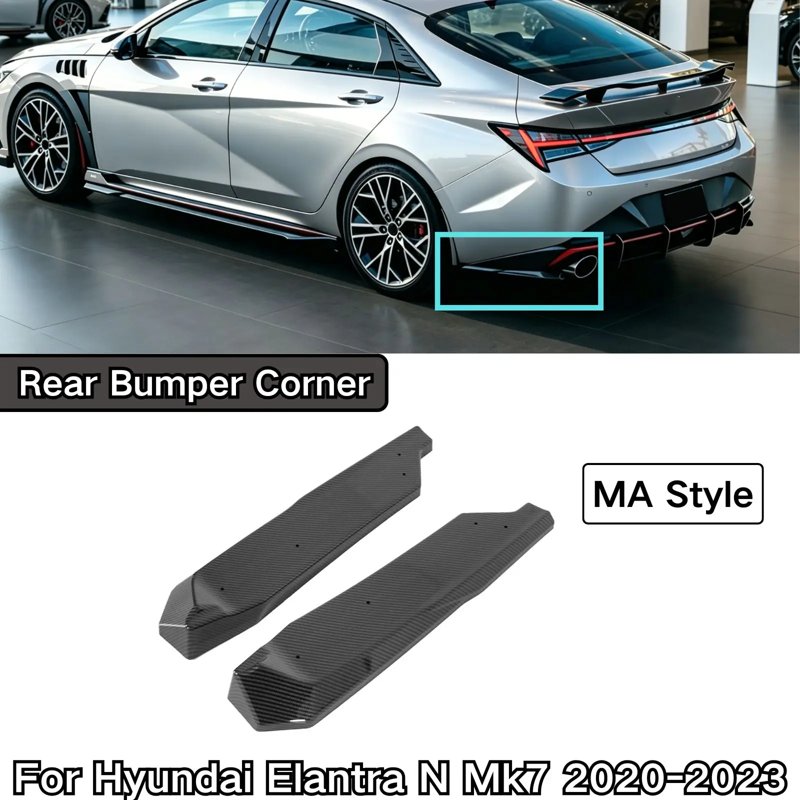 A Pair Of Rear Bumper Corner For Hyundai Elantra N Mk7 2020-2023 Glossy Black MA Style Carbon Fiber Painted Car Accessories
A Pair Of Rear Bumper Corner For Hyundai Elantra N Mk7 2020-2023 Glossy Black MA Style Carbon Fiber Painted Car Accessories