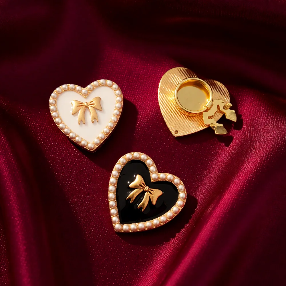 2PCS Fashion Metal Heart with Bow Pearl Button Covers for DIY Clothing Decorative Button,Alloy Shirt Sleeve Button Decoration
2PCS Fashion Metal Heart with Bow Pearl Button Covers for DIY Clothing Decorative Button,Alloy Shirt Sleeve Button Decoration