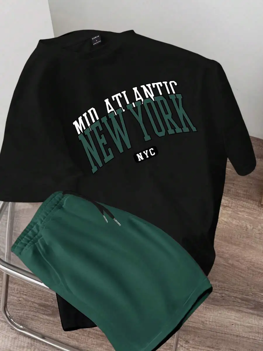 Mens Black Graphic Tee And Green Shorts Set Casual Co-ords
Mens Black Graphic Tee And Green Shorts Set Casual Co-ords