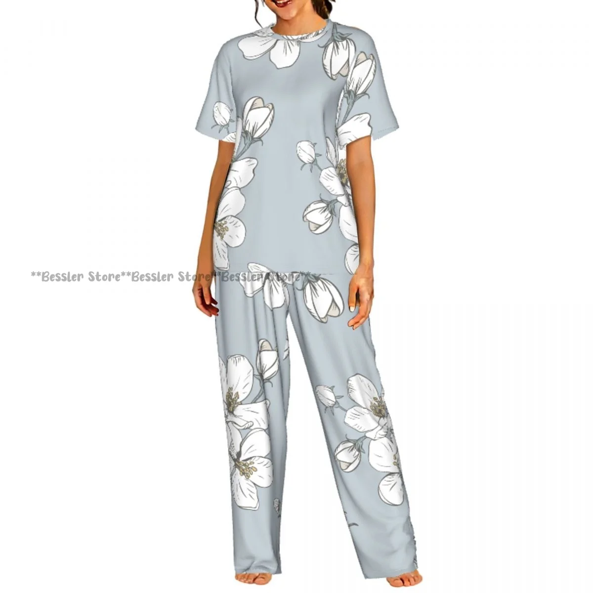 Women Pajama Sets Lounge Sleepwear White Cherry Blossom And Bees Spring Print Short Sleeve Nightwear
Women Pajama Sets Lounge Sleepwear White Cherry Blossom And Bees Spring Print Short Sleeve Nightwear