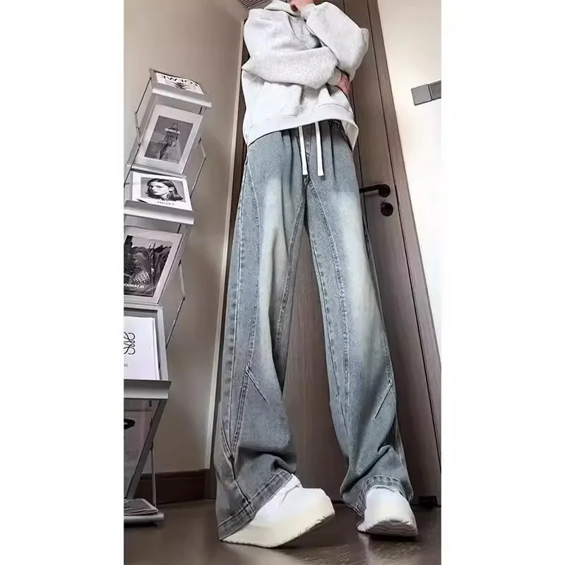 Loose Fit Wide Leg Men's Jeans Dstring Waist Trousers Autumn Winter American Retro Waed Drapey Casual Knife Long Pants
Loose Fit Wide Leg Men's Jeans Dstring Waist Trousers Autumn Winter American Retro Waed Drapey Casual Knife Long Pants