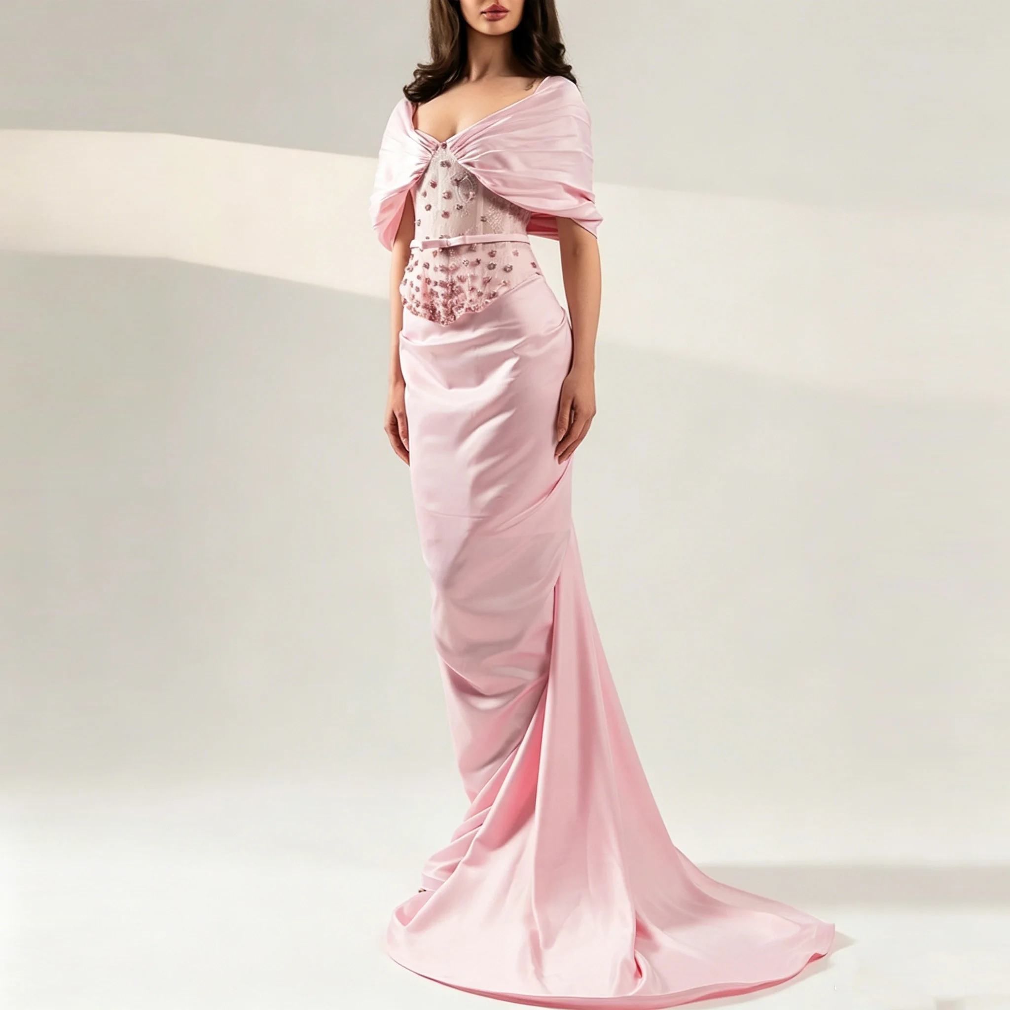 Graceful Mermaid Evening Dress Sparkly Flowers Crystal Customized Belt Celebrity Gowns Temperament Satin Bespoke Occasion Gown
Graceful Mermaid Evening Dress Sparkly Flowers Crystal Customized Belt Celebrity Gowns Temperament Satin Bespoke Occasion Gown