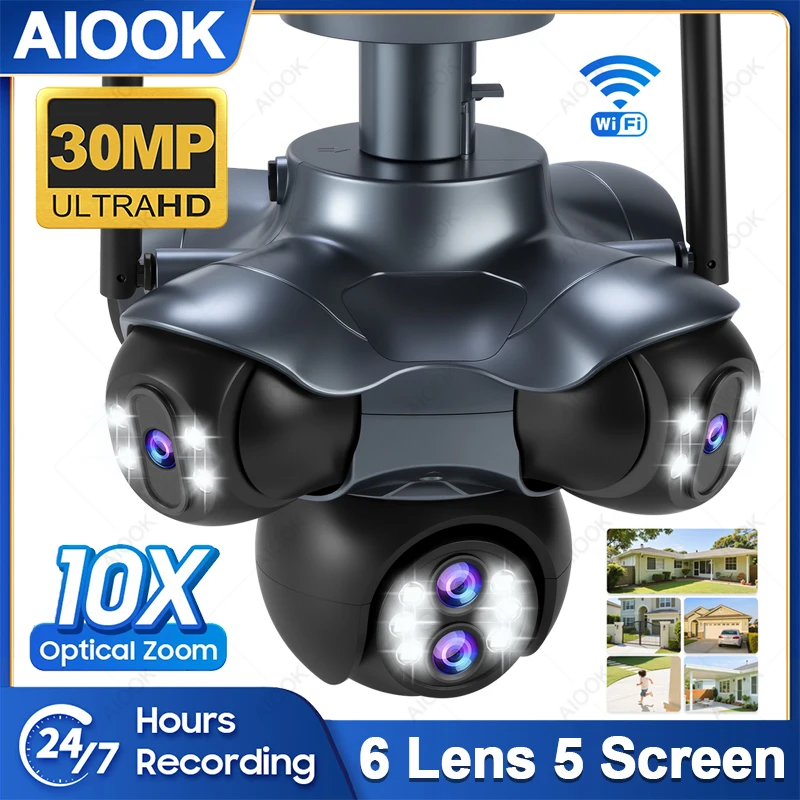 AIOOK 10X Zoom Outdoor Camera HD 30MP 6 Lens 5 Frame WIFI Security Camera Night Vision Mobile Tracking PTZ IP CCTV Waterproof
AIOOK 10X Zoom Outdoor Camera HD 30MP 6 Lens 5 Frame WIFI Security Camera Night Vision Mobile Tracking PTZ IP CCTV Waterproof