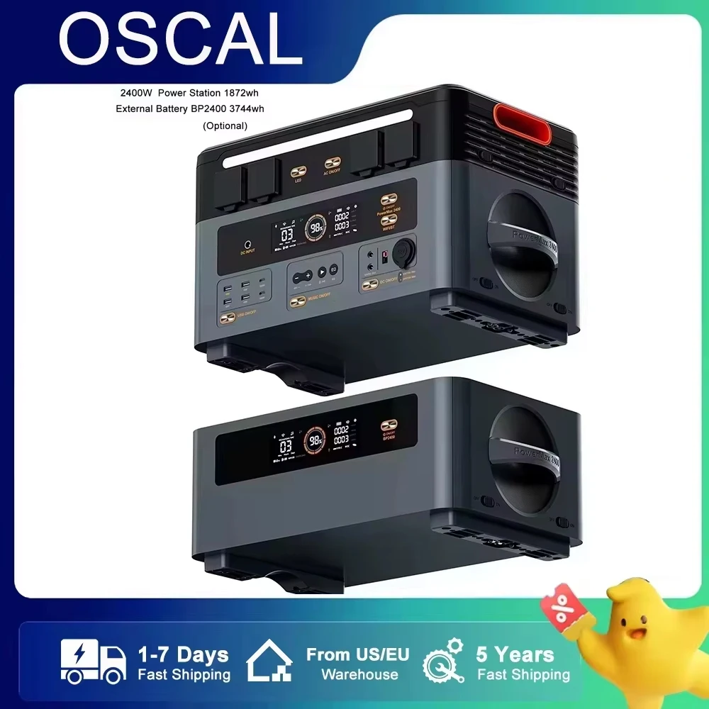 Oscal PowerMax 2400 Portable Power Station Outdoor Generator 2400W 1872Wh WIFI Solar Panels External Battery (3744Wh) Optional
Oscal PowerMax 2400 Portable Power Station Outdoor Generator 2400W 1872Wh WIFI Solar Panels External Battery (3744Wh) Optional
