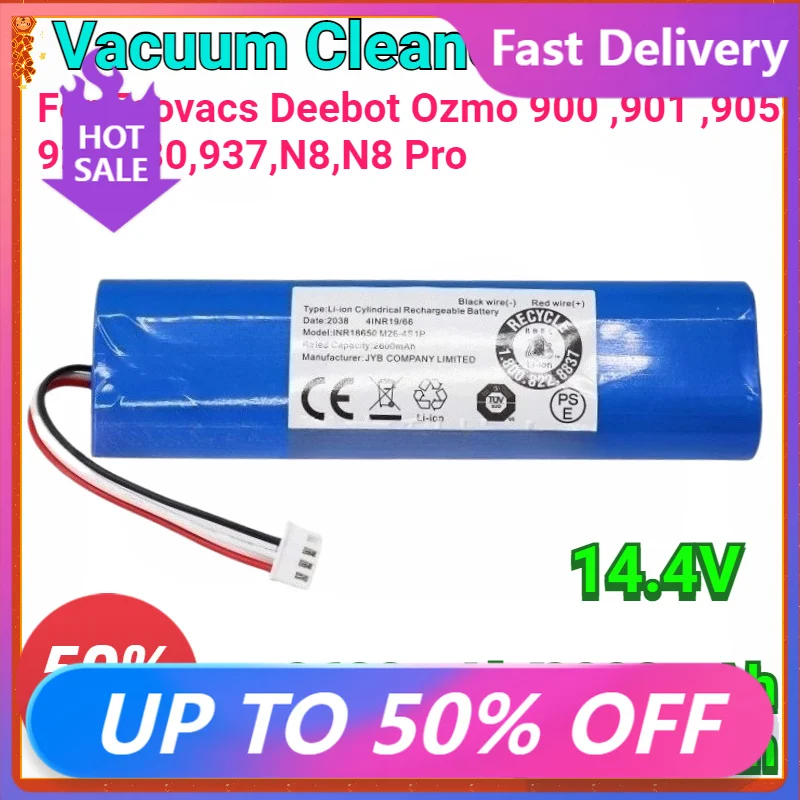 Replacement Battery 2600mAh for Ecovacs Deebot Ozmo 900,901,905,920,930,937,N8,N8 Pro Li-ION 14.4V Robot Vacuum Cleaner Battery
Replacement Battery 2600mAh for Ecovacs Deebot Ozmo 900,901,905,920,930,937,N8,N8 Pro Li-ION 14.4V Robot Vacuum Cleaner Battery