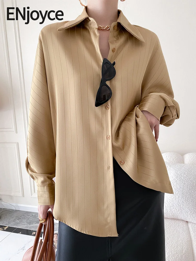2024 Spring Autumn Women Korean Fashion Striped Shirts Office Ladies Long Sleeve Top Lapel Blouses Workwear Black/Khaki
2024 Spring Autumn Women Korean Fashion Striped Shirts Office Ladies Long Sleeve Top Lapel Blouses Workwear Black/Khaki