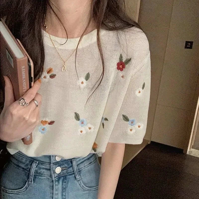 Women Plus Size Round Neck Lyocell Knit Top Summer Printed Floral Slimming Fit Office Work Korean Causal Woman T-shirts Top Z647
Women Plus Size Round Neck Lyocell Knit Top Summer Printed Floral Slimming Fit Office Work Korean Causal Woman T-shirts Top Z647