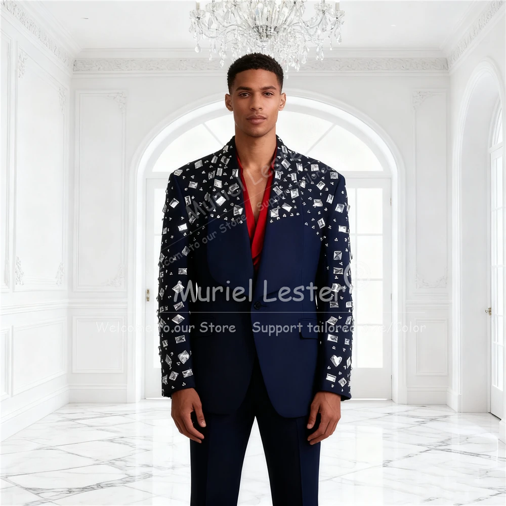 Diamond Beaded Stones Suit Attire For Men 2 Pieces Sets Shawl Lapel Prom Blazer Customized Groom Formal Party Tuxedos Luxury
Diamond Beaded Stones Suit Attire For Men 2 Pieces Sets Shawl Lapel Prom Blazer Customized Groom Formal Party Tuxedos Luxury
