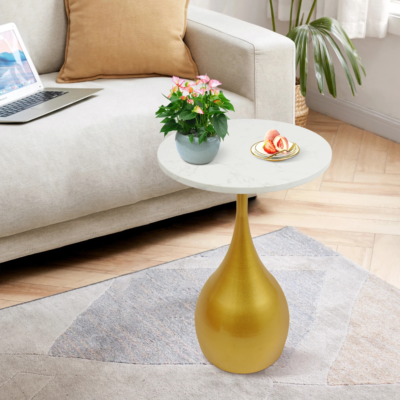 Golden Artificial Marble Sofa Side Table,35*55cm Freestanding Round Accent Table Assembly Required for Living Rooms,Bedrooms 
Golden Artificial Marble Sofa Side Table,35*55cm Freestanding Round Accent Table Assembly Required for Living Rooms,Bedrooms
