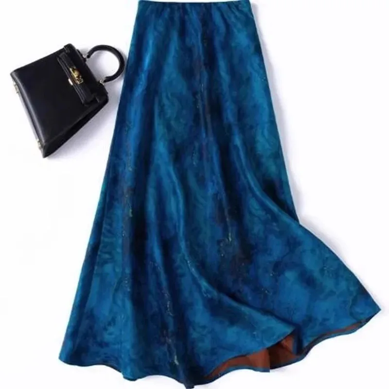 Blue High Waist Satin Skirt Women Flower Print Midi Skirts Casual Slim Silk Fishtail Spring Long Skirt Vintage
Blue High Waist Satin Skirt Women Flower Print Midi Skirts Casual Slim Silk Fishtail Spring Long Skirt Vintage