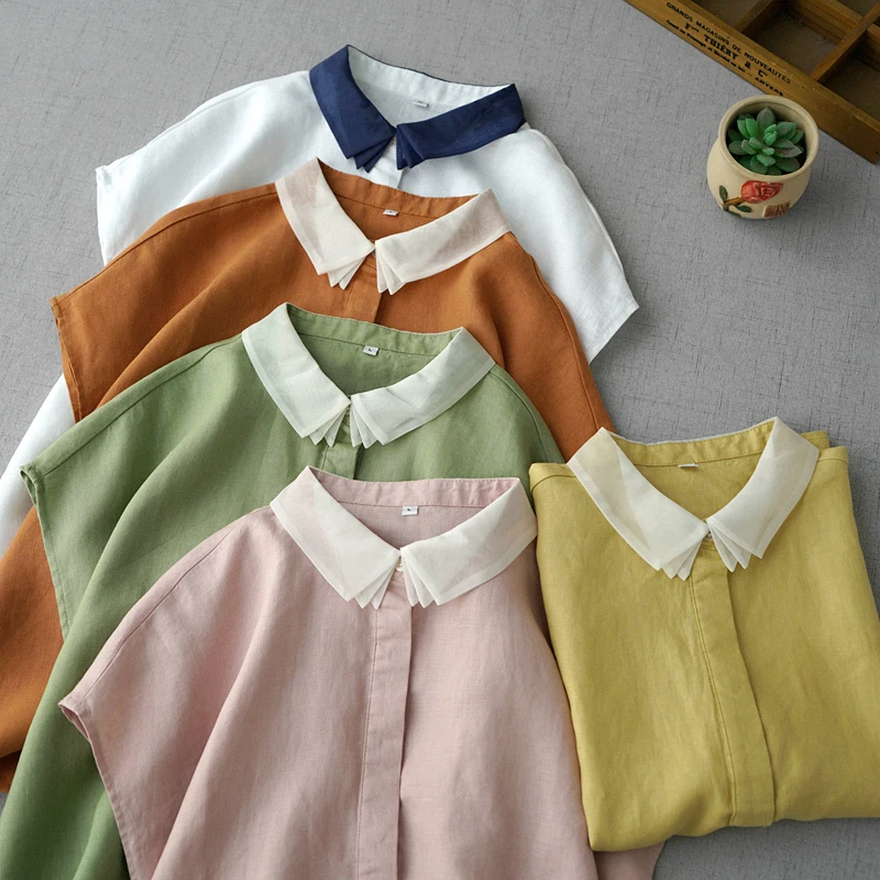 Summer NEW Women Loose Plus Size Sweet Organza Collar Comfortable Water Washed Linen Pullover Shirts/Blouses 8 Colors
Summer NEW Women Loose Plus Size Sweet Organza Collar Comfortable Water Washed Linen Pullover Shirts/Blouses 8 Colors