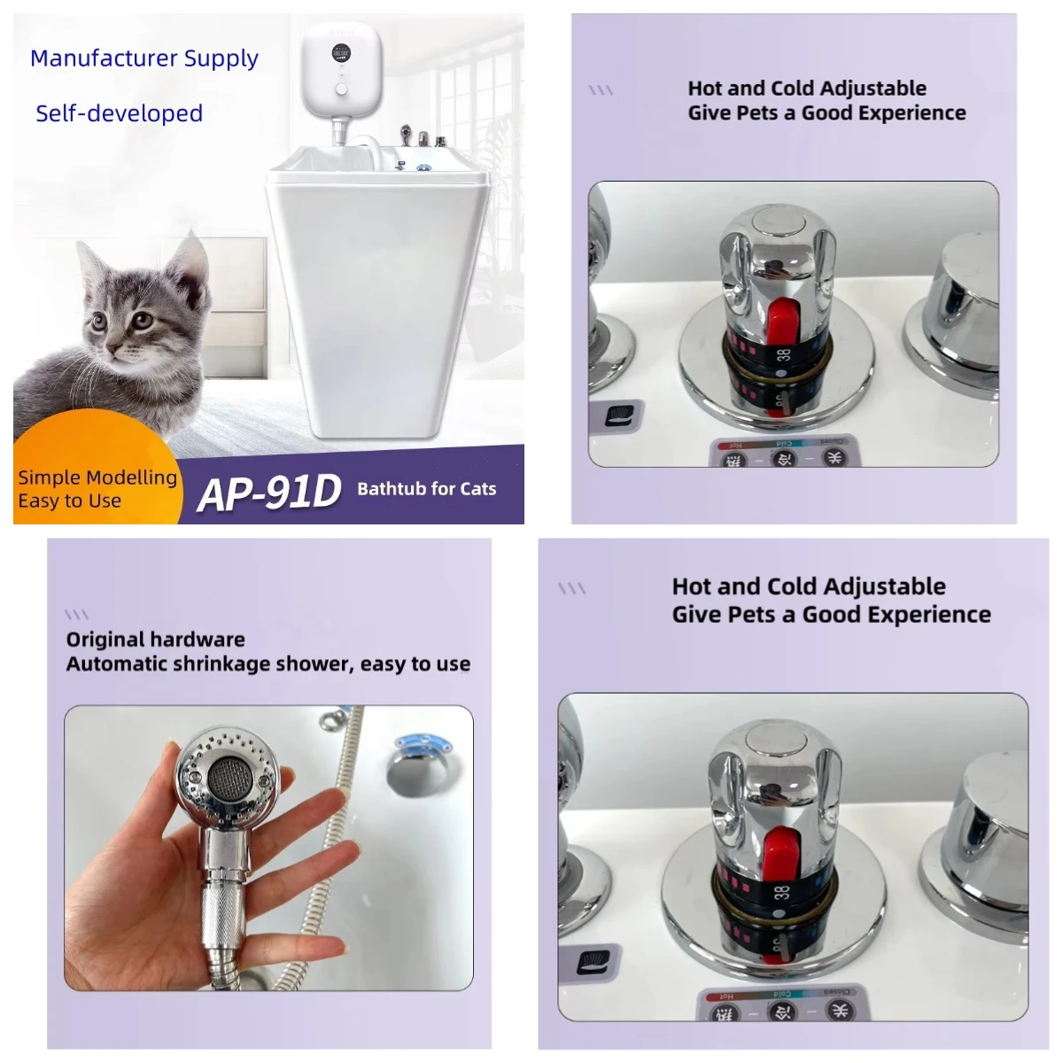 Factory Direct Acrylic Cat Special Spa Bathtub Cats Bath Tub Dog Washing Station for Pets Bathing and Grooming
Factory Direct Acrylic Cat Special Spa Bathtub Cats Bath Tub Dog Washing Station for Pets Bathing and Grooming