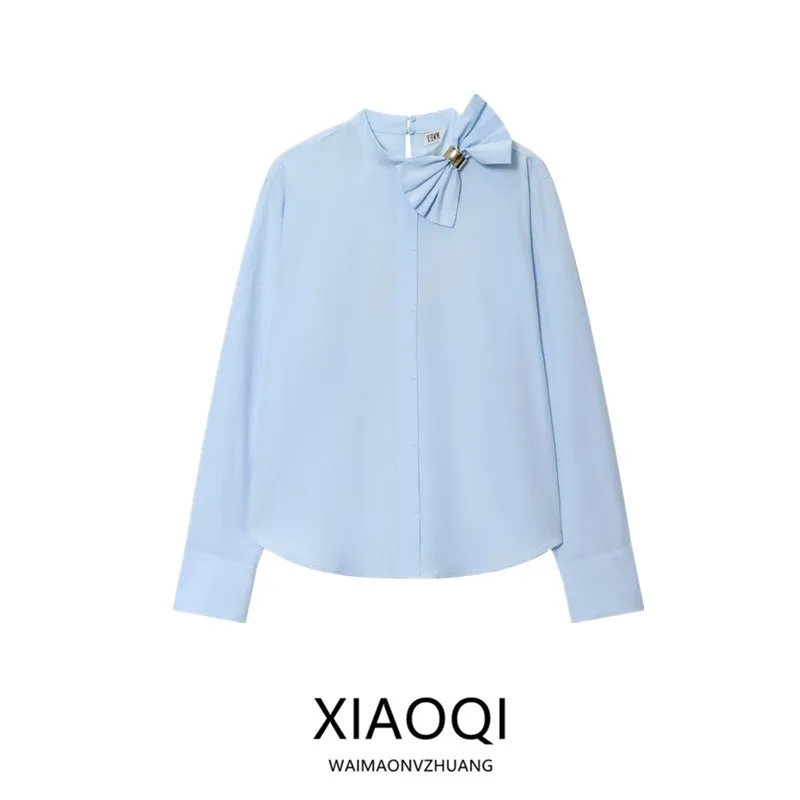 Новая женская блузка с длинным рукавом на осень 2025 года, с декоративным узлом, универсальный модный дизайн, свободный крой для повседневной носки
Новая женская блузка с длинным рукавом на осень 2025 года, с декоративным узлом, универсальный модный дизайн, свободный крой для повседневной носки