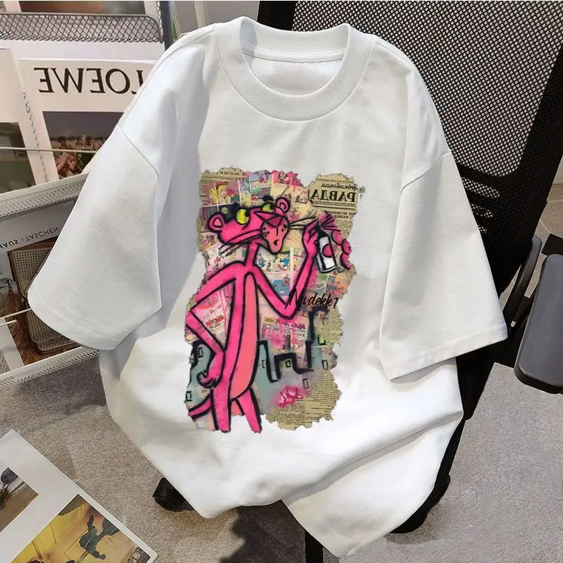 Summer new pink leopard trend pure cotton T-shirt, printed fashionable T-shirt, European style short-sleeved T-shirt
Summer new pink leopard trend pure cotton T-shirt, printed fashionable T-shirt, European style short-sleeved T-shirt
