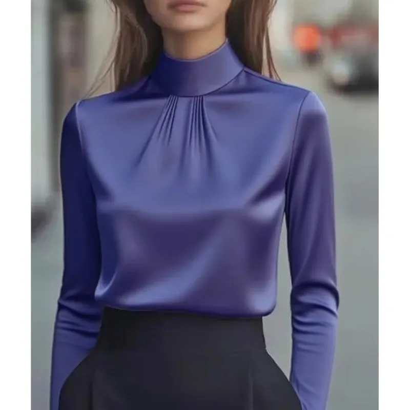 Elegant Woman For Top Spring Autumn Fashion Half Turtleneck Loose Solid Color Tops Simple Comfortable Office Lady Upper Garment
Elegant Woman For Top Spring Autumn Fashion Half Turtleneck Loose Solid Color Tops Simple Comfortable Office Lady Upper Garment