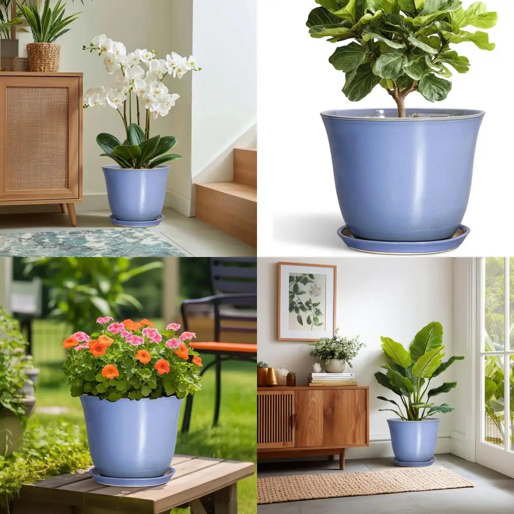 Круглая кашпо-подставка 12 дюймов с дренажем и поддоном, для использования в помещении и на улице, идеально подходит для любителей растений, цвет: небесно-голубой
Круглая кашпо-подставка 12 дюймов с дренажем и поддоном, для использования в помещении и на улице, идеально подходит для любителей растений, цвет: небесно-голубой