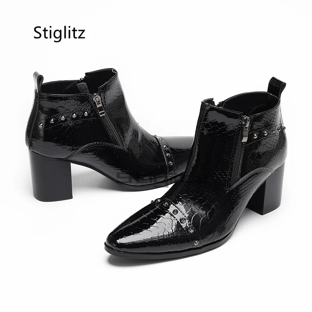 Genuine Leather Men's Rivets Ankle Boots Side Zipper Cowhide 6Cm High Heels Boots British Style Party Wedding Dress Shoes
Genuine Leather Men's Rivets Ankle Boots Side Zipper Cowhide 6Cm High Heels Boots British Style Party Wedding Dress Shoes