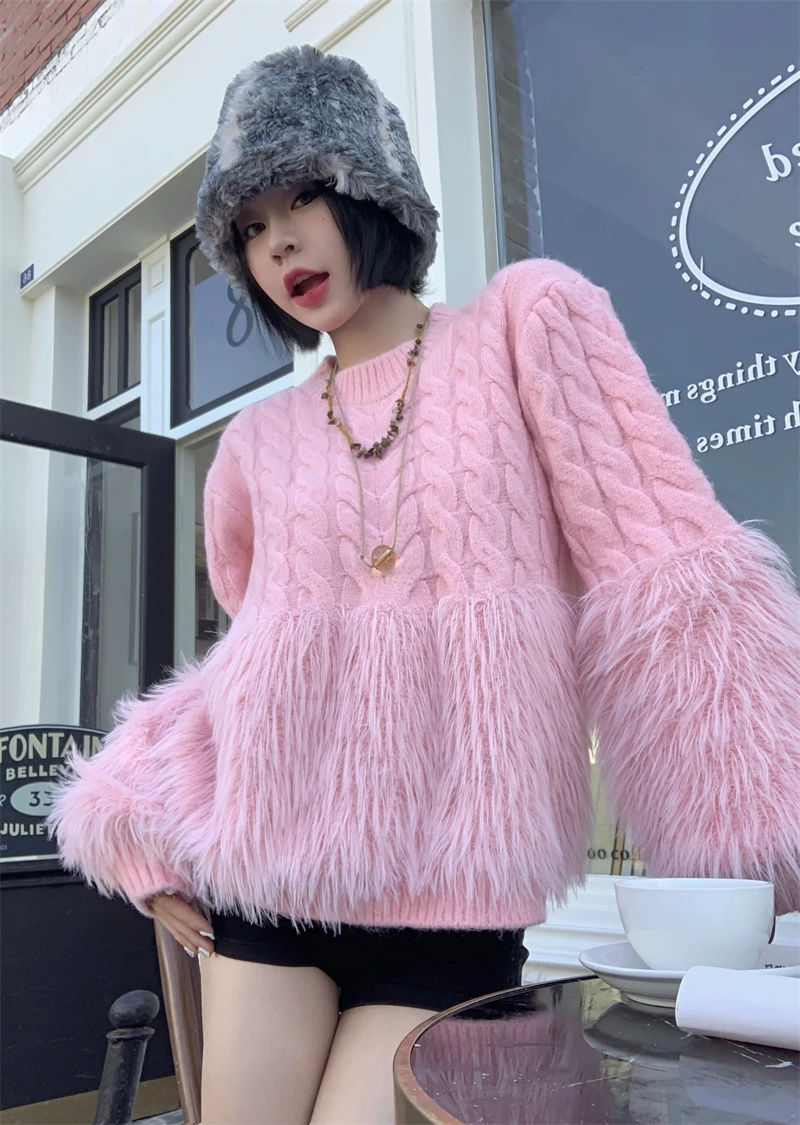 2023 Faux Rabbit Fur Stitching Woven Furry Coat Women Winter Clothes Korean Style Long Sleeve Loose Thick Warm Faxu Fur Overcoat
2023 Faux Rabbit Fur Stitching Woven Furry Coat Women Winter Clothes Korean Style Long Sleeve Loose Thick Warm Faxu Fur Overcoat