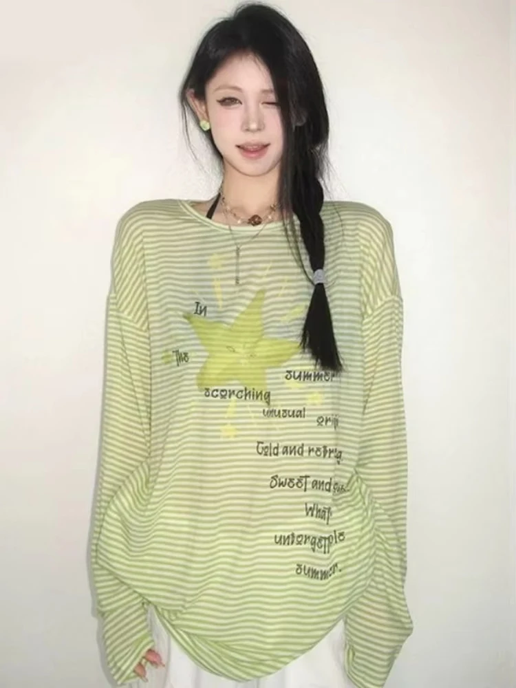 Y2K Aesthetic Sun Protection Casual T-Shirts Women Striped Letter Printing Tshirt Summer Harajuku Grunge Oversized T-Shirt
Y2K Aesthetic Sun Protection Casual T-Shirts Women Striped Letter Printing Tshirt Summer Harajuku Grunge Oversized T-Shirt