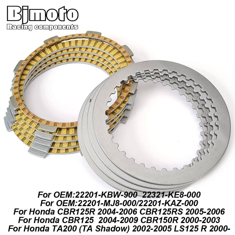Motorcycle Clutch Friction Plates For Honda CBR125R CBR125RS CBR125 CBR150R LS125 R TA200 TA Shadow 22201-KBW-900 22321-KE8-000
Motorcycle Clutch Friction Plates For Honda CBR125R CBR125RS CBR125 CBR150R LS125 R TA200 TA Shadow 22201-KBW-900 22321-KE8-000