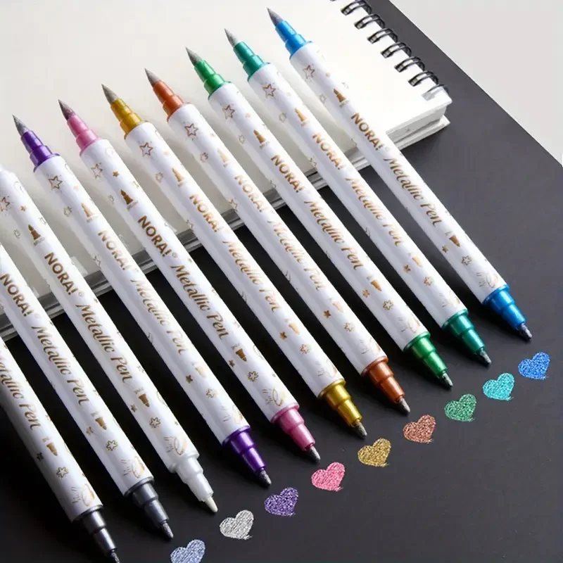 10pcs Metallic Glitter Marker Pens Dual Tip Brush And Fine Point Pens For DIY Album, Black Cards, Scrapbooking, Craft Supplies
10pcs Metallic Glitter Marker Pens Dual Tip Brush And Fine Point Pens For DIY Album, Black Cards, Scrapbooking, Craft Supplies