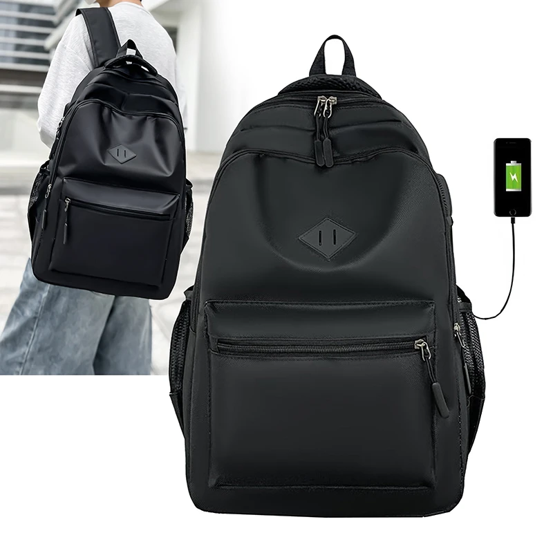 Solid Color Simple Fashion Backpack Men's New Male and Female Leisure Middle School Backpack Tide
Solid Color Simple Fashion Backpack Men's New Male and Female Leisure Middle School Backpack Tide
