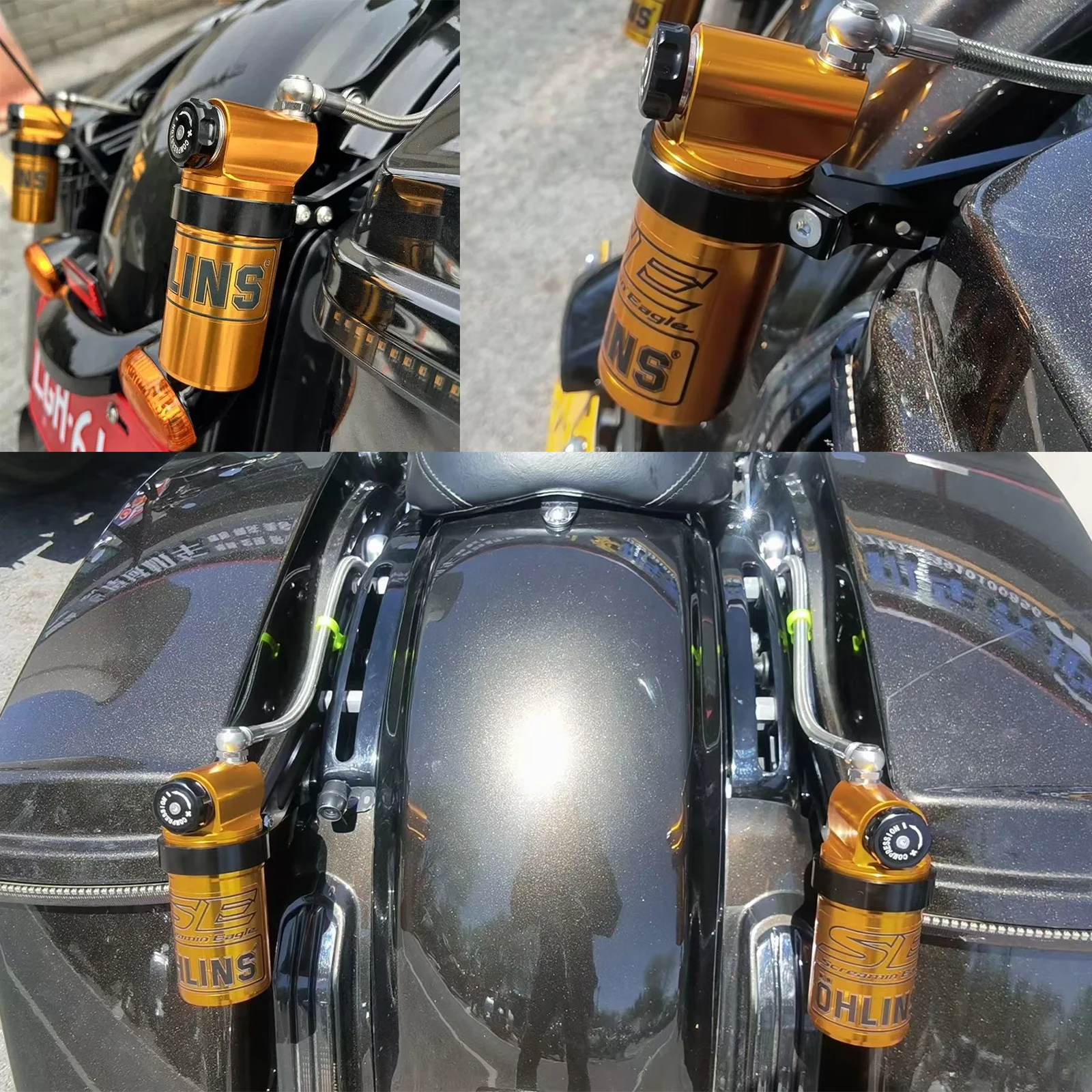 Suitable for Harley Glide, Road King, Highway Glide Modified Shock Absorption OHLINS Small Gold Bottle Nitrogen Rear Shock
Suitable for Harley Glide, Road King, Highway Glide Modified Shock Absorption OHLINS Small Gold Bottle Nitrogen Rear Shock