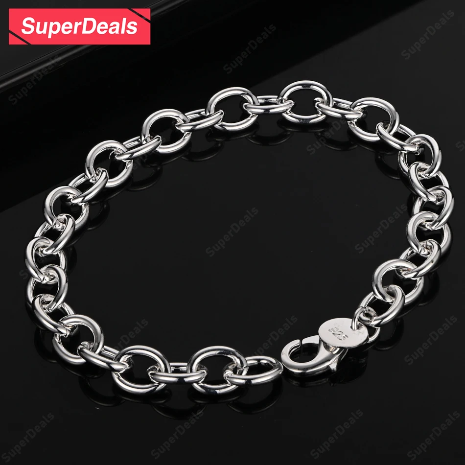 SuperDeals Round Chain 925 Sterling Silver Bracelet Fashion Trend Jewelry Women Wedding Banquet Party Birthday Gift Accessories
SuperDeals Round Chain 925 Sterling Silver Bracelet Fashion Trend Jewelry Women Wedding Banquet Party Birthday Gift Accessories