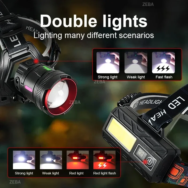 Ultra Powerful IR Sensor Headlamp High Power Rechargeable LED Head Flashlight 5000M Super Bright Fishing Camping COB HeadLantern
Ultra Powerful IR Sensor Headlamp High Power Rechargeable LED Head Flashlight 5000M Super Bright Fishing Camping COB HeadLantern