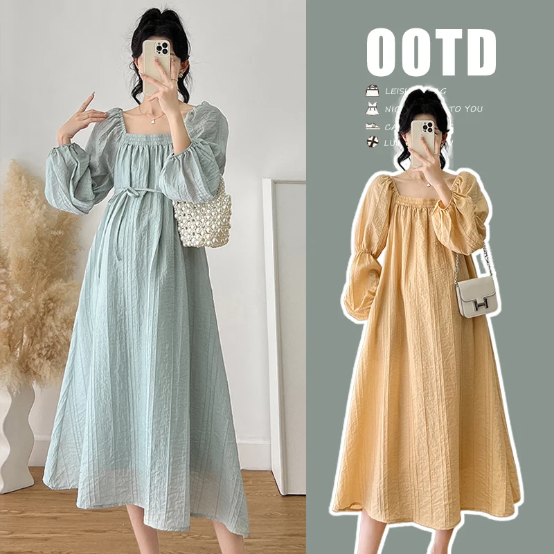 Pregnant Women's Clothing Spring Long Sleeve Square Collar Loose Maternity Chiffon Dress Plus Size Pregnancy Beach Dress Blue
Pregnant Women's Clothing Spring Long Sleeve Square Collar Loose Maternity Chiffon Dress Plus Size Pregnancy Beach Dress Blue