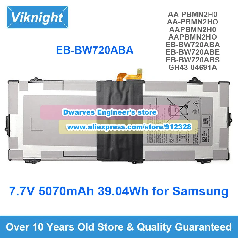 Replacement EB-BW720ABA Laptop Battery 7.7V 5070mAh 39.04Wh for Samsung ChromeBook Plus V2 XE520QAB Galaxy Book SM-W720 SM-W728
Replacement EB-BW720ABA Laptop Battery 7.7V 5070mAh 39.04Wh for Samsung ChromeBook Plus V2 XE520QAB Galaxy Book SM-W720 SM-W728