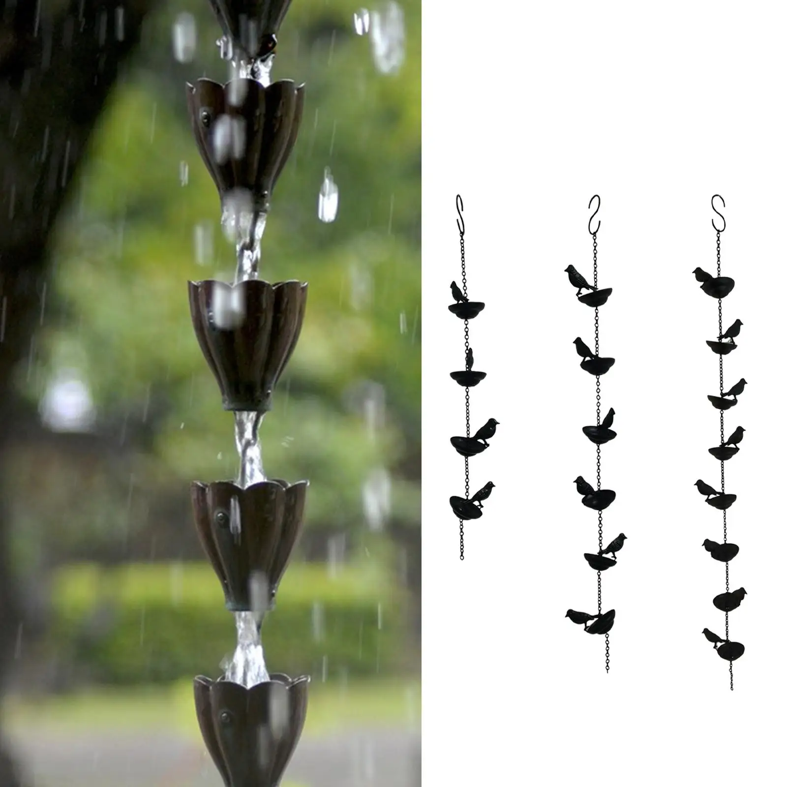 Iron Bird Rain Chains Outdoor Gutter Water Diverter Rain Cup Chain for Garden Yard Awnings Home Decoration
Iron Bird Rain Chains Outdoor Gutter Water Diverter Rain Cup Chain for Garden Yard Awnings Home Decoration