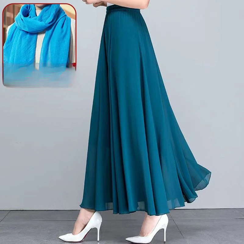 Female Summer Long Chiffon Skirt Woman Pleated High Waist A-Line Double Layered Skirts Casual Female Wear Lace-Up Skirts Q239
Female Summer Long Chiffon Skirt Woman Pleated High Waist A-Line Double Layered Skirts Casual Female Wear Lace-Up Skirts Q239