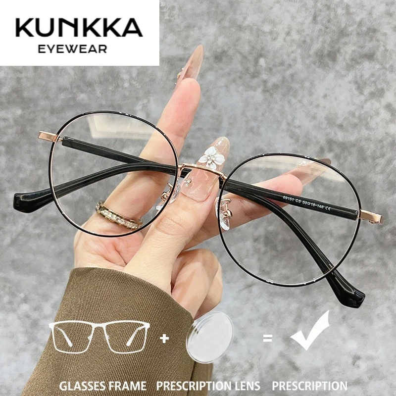 KUNKKA Metal Frame Prescription Glasses Women Retro Round Anti Blue Light Photochromic Eyewear Optical Myopia Eyeglasses Female
KUNKKA Metal Frame Prescription Glasses Women Retro Round Anti Blue Light Photochromic Eyewear Optical Myopia Eyeglasses Female