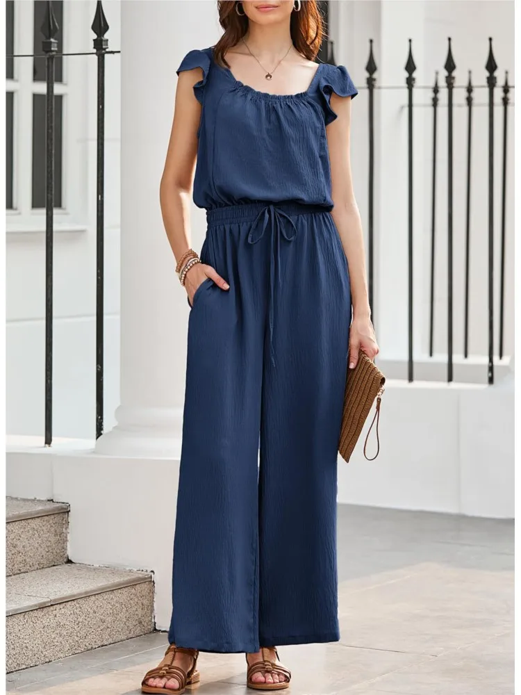 Элегантный комбинезон, плиссированные комбинезоны с квадратным вырезом и карманами, однотонные комбинезоны с рюшами и рукавами, женские повседневные комбинезоны для делового офиса
Элегантный комбинезон, плиссированные комбинезоны с квадратным вырезом и карманами, однотонные комбинезоны с рюшами и рукавами, женские повседневные комбинезоны для делового офиса