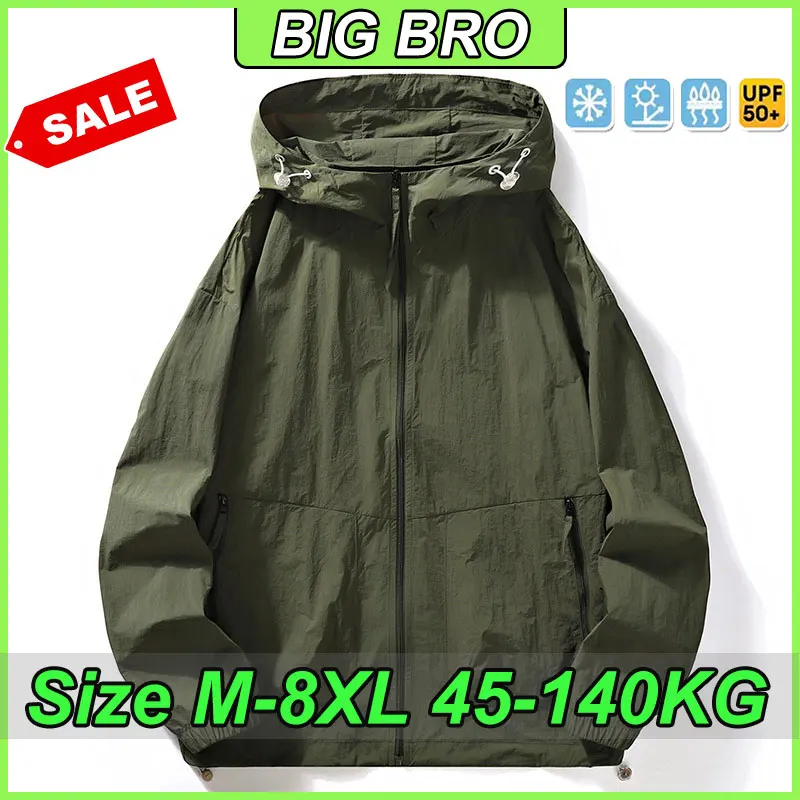 Men's Sunscreen Coat Plus Size M-8XL Loose Fit Breathable UPF50+ Shirt Hat Sun Protection Clothes Ice Silk Outerwear 60kg-140kg
Men's Sunscreen Coat Plus Size M-8XL Loose Fit Breathable UPF50+ Shirt Hat Sun Protection Clothes Ice Silk Outerwear 60kg-140kg