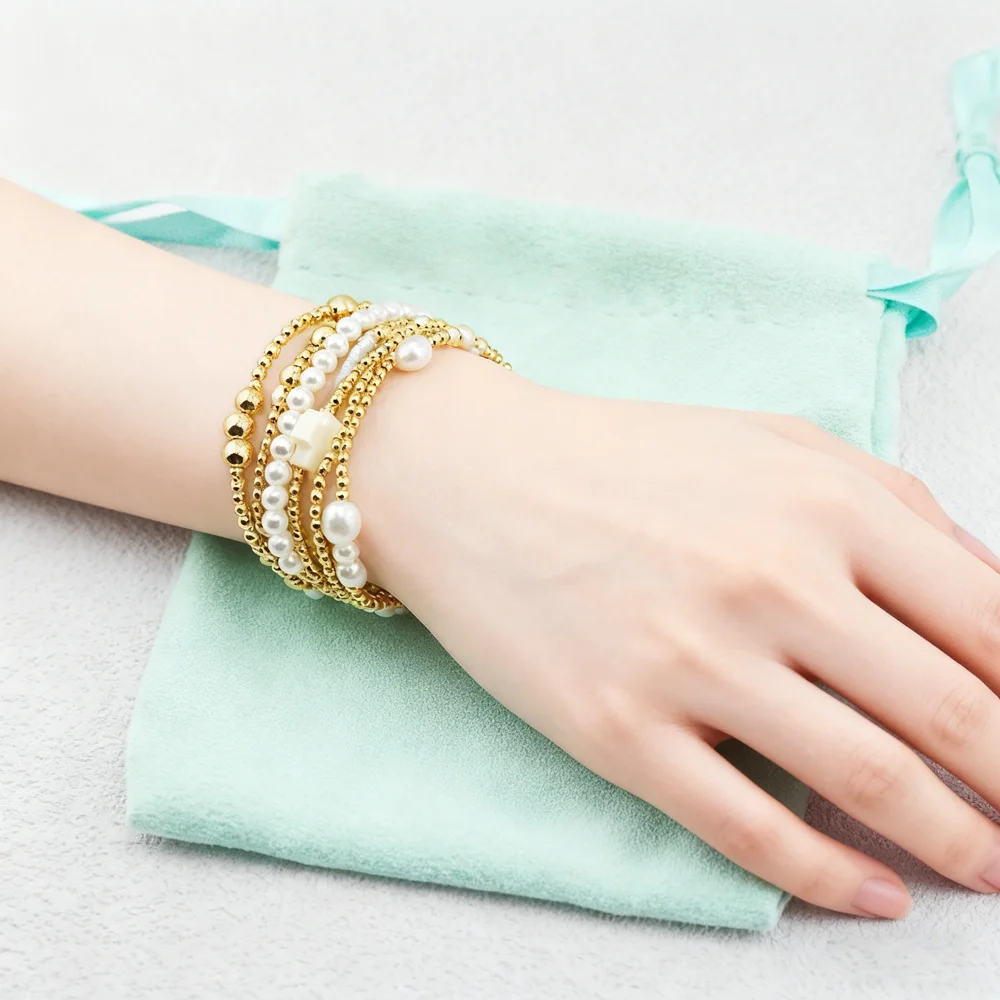 VKVVA Fashion Jewelry Gold-plated Bead and White Pearl with Cross Bracelet Set 12PCS for Women Birthday Gifts, Unique Gift
VKVVA Fashion Jewelry Gold-plated Bead and White Pearl with Cross Bracelet Set 12PCS for Women Birthday Gifts, Unique Gift