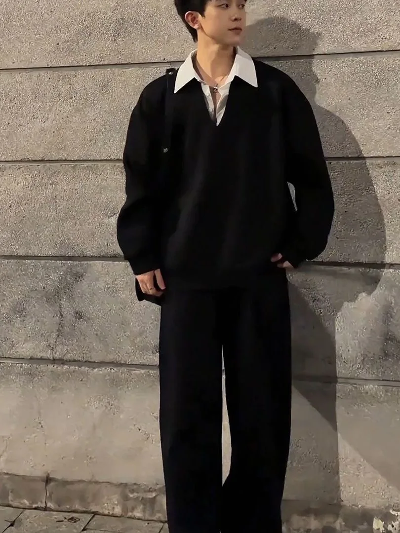 Men's Loose Fit Long Sleeve Shirt And Sweatpants Set Autumn Winter Casual Sportswear Polyester Fiber Youth Fashion
Men's Loose Fit Long Sleeve Shirt And Sweatpants Set Autumn Winter Casual Sportswear Polyester Fiber Youth Fashion