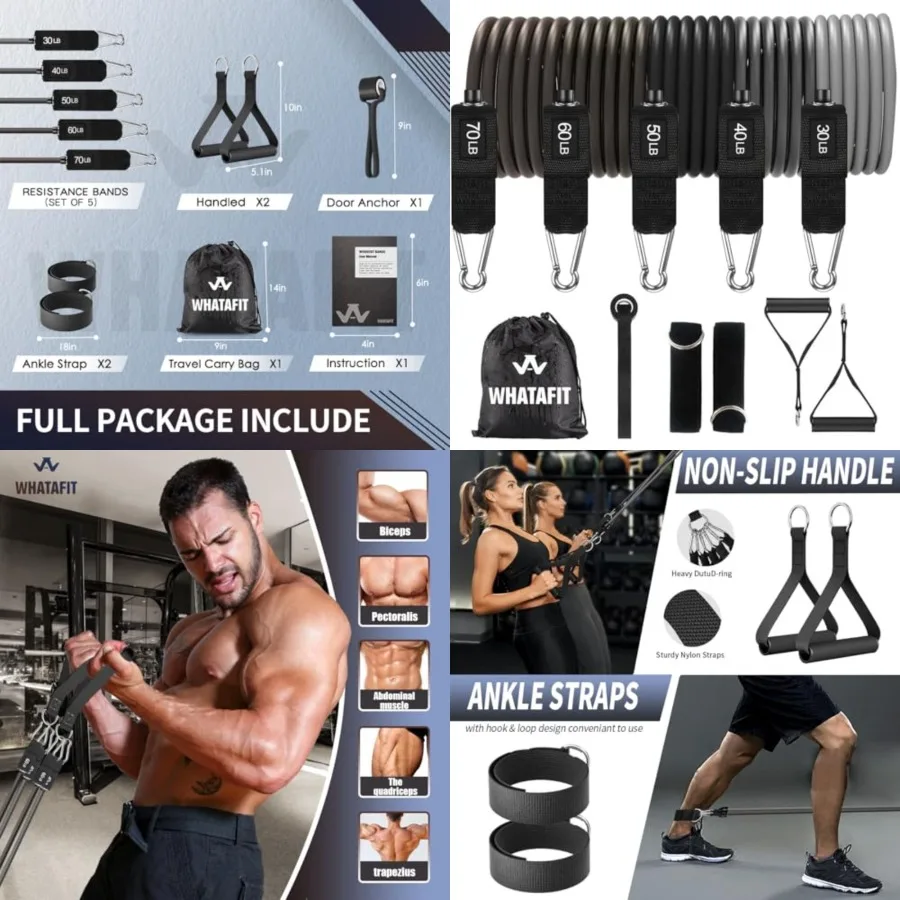 Resistance Bands, Exercise Bands, Workout Bands with Handles, Door Anchor and Ankle Straps, 5 Resistance Levels Fitness Bands f
Resistance Bands, Exercise Bands, Workout Bands with Handles, Door Anchor and Ankle Straps, 5 Resistance Levels Fitness Bands f