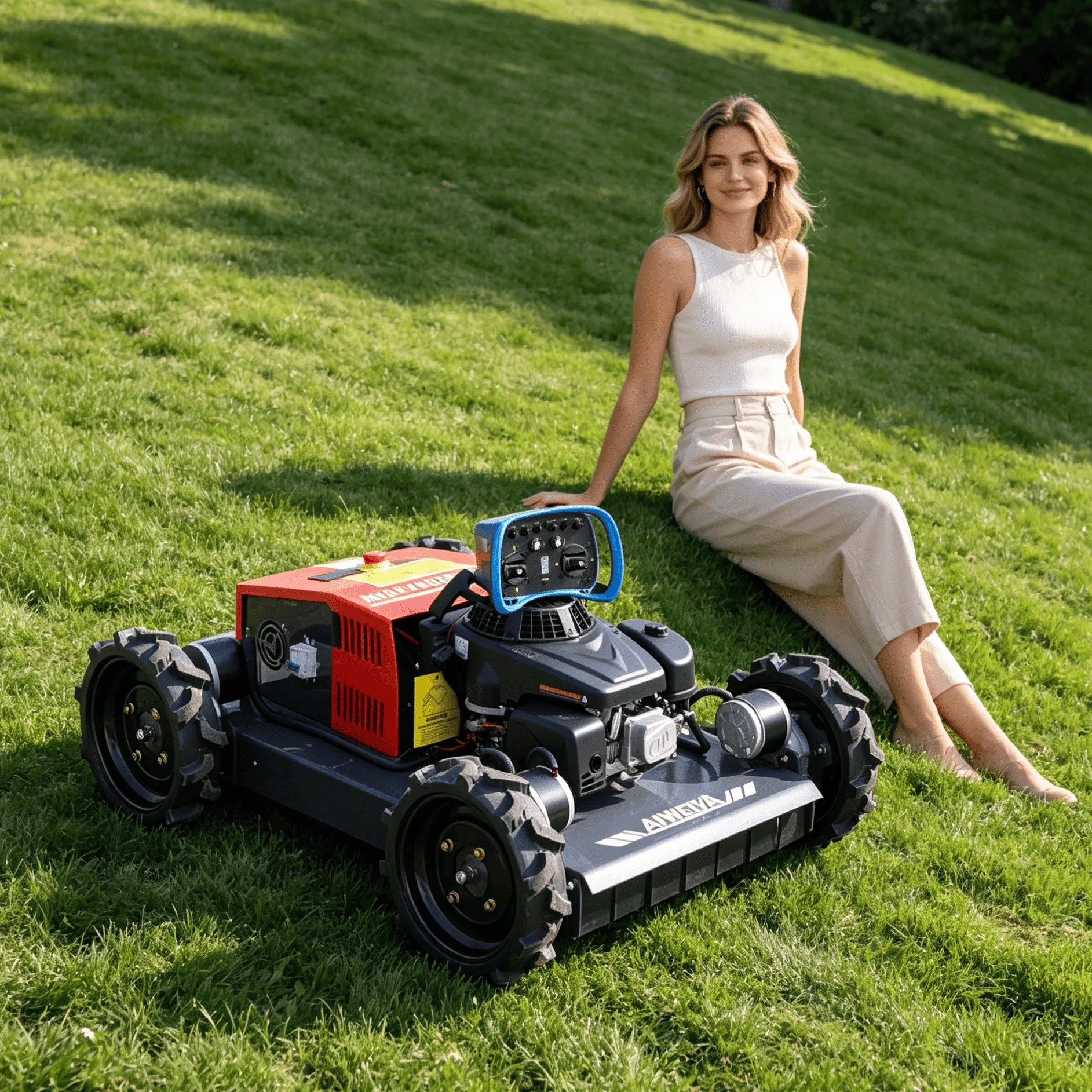 Customized fuel efficient remote lawn mower robot heavy duty frame design for large farm orchard hillside overgrown grass remova
Customized fuel efficient remote lawn mower robot heavy duty frame design for large farm orchard hillside overgrown grass remova