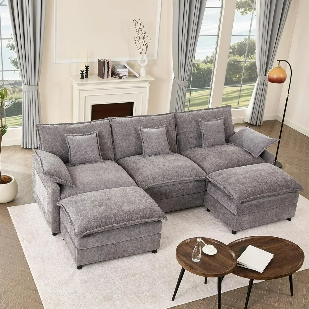 108" U Shaped Couch, Modular Sectional Sofa, 3-Seater Comfy Cloud Couch with Movable Ottoman, Deep Seat Couches for Living Room
108" U Shaped Couch, Modular Sectional Sofa, 3-Seater Comfy Cloud Couch with Movable Ottoman, Deep Seat Couches for Living Room