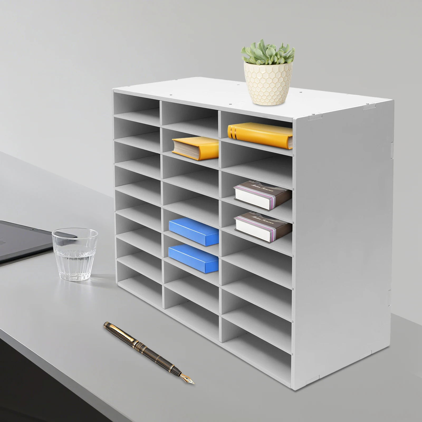 Literature Organizer, 24 Compartments, Desktop Bill Paper Organizer, Office and Classroom Mailbox with Removable Shelves, White
Literature Organizer, 24 Compartments, Desktop Bill Paper Organizer, Office and Classroom Mailbox with Removable Shelves, White