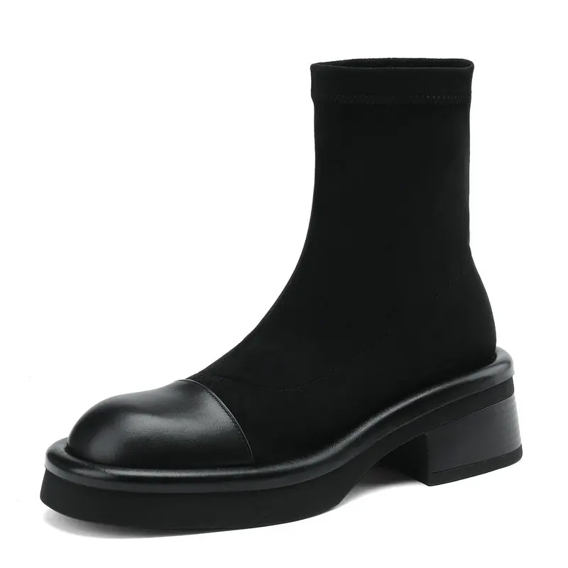 Women Ankle Boots Autumn Winter Genuine Leather Casual Platform Thick High Heels Slip On Shoes Woman Stretch Size 34-42
Women Ankle Boots Autumn Winter Genuine Leather Casual Platform Thick High Heels Slip On Shoes Woman Stretch Size 34-42
