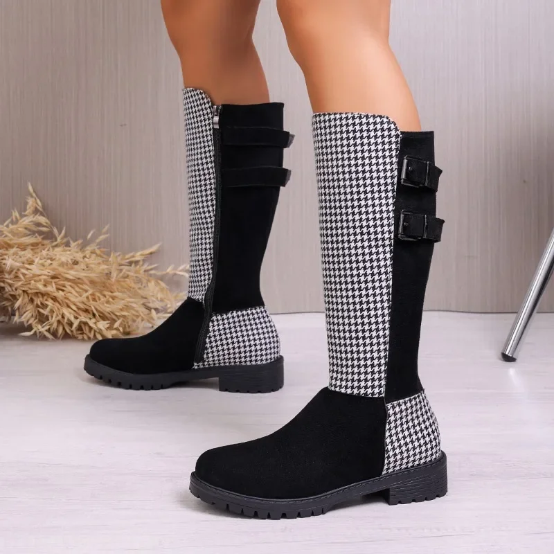 Black and White Color Block Knee Boots Women 2025 Low Heel Mid-Leg Boots
Black and White Color Block Knee Boots Women 2025 Low Heel Mid-Leg Boots