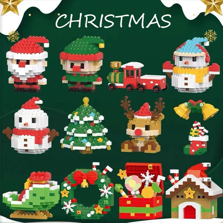 Подарочный набор из рождественских блоков, Снеговик, Лось, Елка, Модель из кубиков, Рождественский подарок для семьи/друзей.
Подарочный набор из рождественских блоков, Снеговик, Лось, Елка, Модель из кубиков, Рождественский подарок для семьи/друзей.